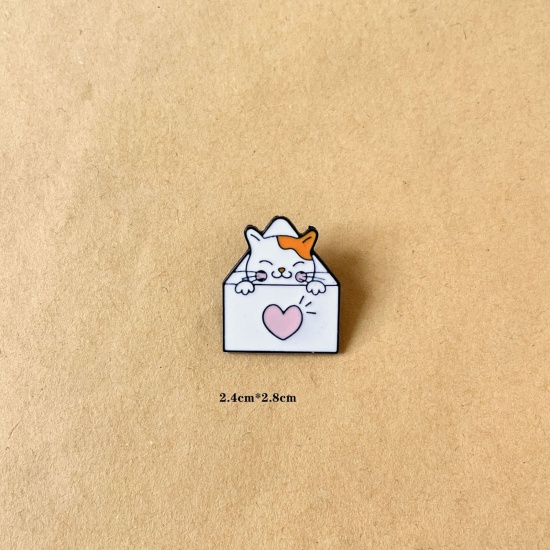 Image de Broche Epingle Style Japonais Enveloppe Chats Multicolore Émail 2.8cm x 2.4cm, 1 Pièce