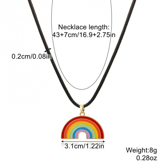 Picture of Stylish Pendant Necklace Gold Plated Rainbow 43cm(16 7/8") long, 1 Piece
