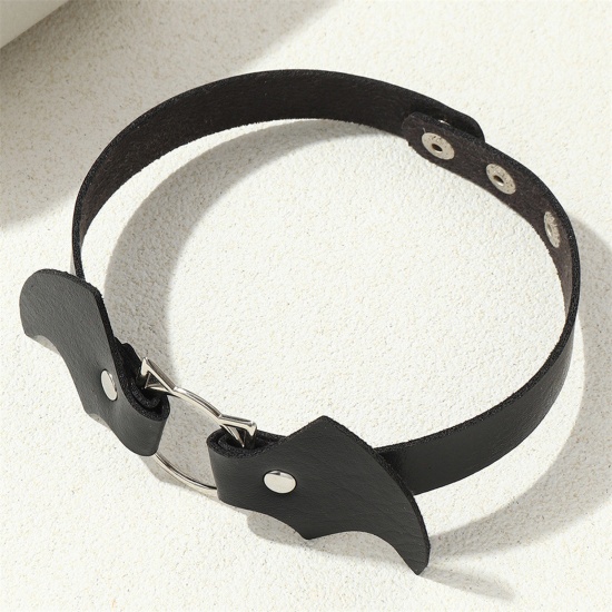 Picture of PU Leather Y2K Choker Necklace Black Halloween Bat Animal Wing 41cm(16 1/8") long, 1 Piece