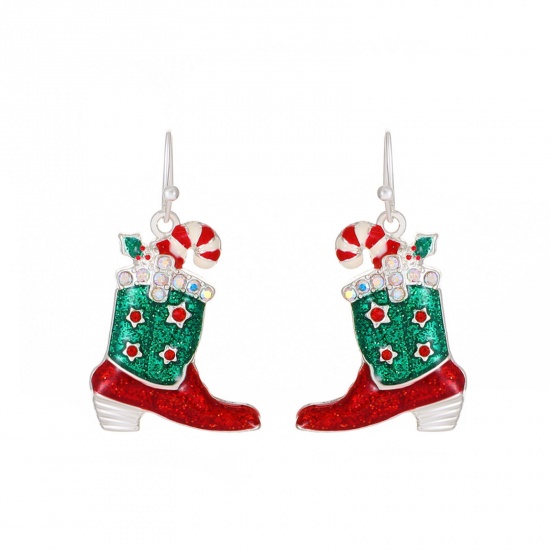 Image de Boucles d'Oreilles Noël Argent Mat Boots 5cm, 1 Paire