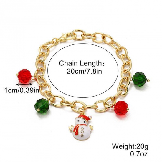 Picture of Stylish Bracelets Gold Plated Tassel Christmas Snowman 20cm(7 7/8") long, 1 Piece