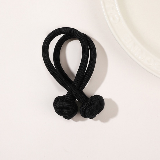 Picture of Polyester Simple Ponytail Holder Hair Ties Band Scrunchies Black Knot Elastic 20cm, 1 Piece
