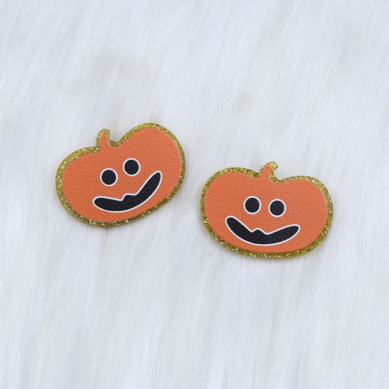 Immagine di Acrilato Carino Orecchini a Perno Arancione Halloween Zucca Brillio 2cm, 1 Paio