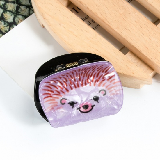 Picture of 1 Piece PVC Cute Hair Claw Clips Clamps Mauve Hedgehog 4.7cm x 3.6cm