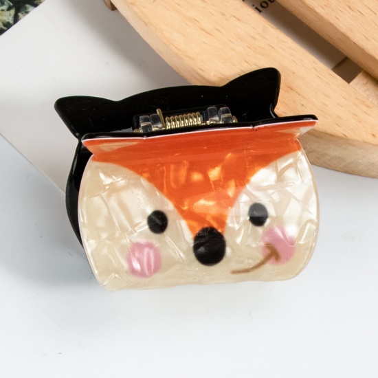 Picture of 1 Piece PVC Cute Hair Claw Clips Clamps Multicolor Fox Animal 4.7cm x 3.6cm