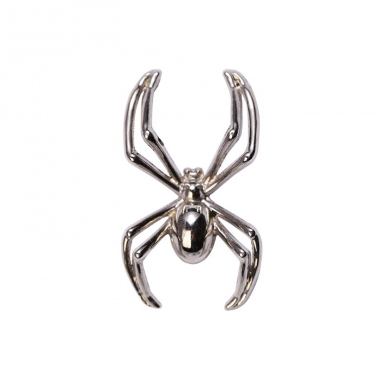 Picture of 1 Piece Retro Pin Brooches Halloween Spider Animal Silver Plated 4cm x 2.4cm