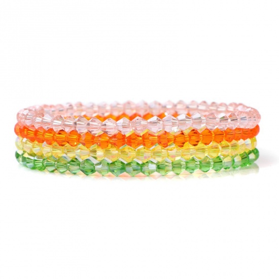 Picture of 1 Set ( 4 PCs/Set) Crystal Simple Dainty Bracelets Delicate Bracelets Beaded Bracelet Multicolor Elastic 19cm(7 4/8") long