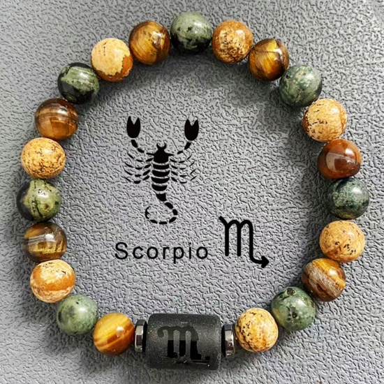 Picture of 1 Piece Stone Stylish Dainty Bracelets Delicate Bracelets Beaded Bracelet Multicolor Scorpio Sign Of Zodiac Constellations Elastic 18cm(7 1/8") long