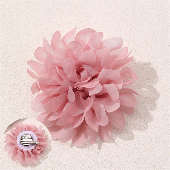 Picture of 1 Piece Polyester Elegant Pin Brooches Camellia Flower Pink 10cm x 10cm
