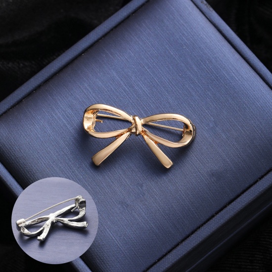 Immagine di 1 Pz Semplice Spilla Cravatta a Farfalla Oro Placcato 3.4cm x 1.8cm