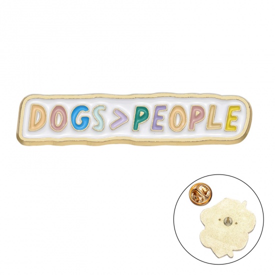 Immagine di 1 Pz Semplice Spilla Segno per Strada Lettere " Dog Person " Multicolore Smalto 3.7cm x 0.8cm