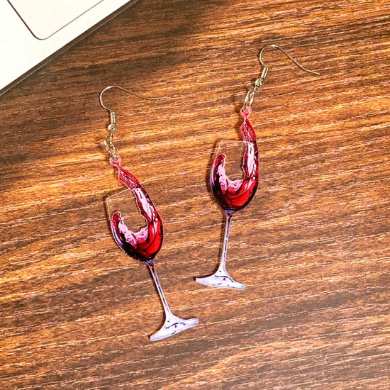 Immagine di 1 Paio Acrilato Elegante Orecchino Rosso Bicchiere da vino 8cm