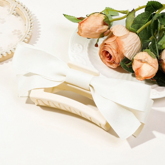 Immagine di 1 Pz Resina Elegante Fermaglio per Capelli Bianco Cravatta a Farfalla 15cm x 5cm