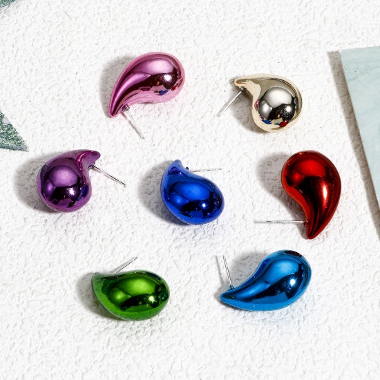 Bild von 10 Stück Acryl Weihnachten Ohrring Ohrstecker Zufällig Gemischte Farben Tropfen 25mm x 13mm, Drahtstärke: (21 gauge)