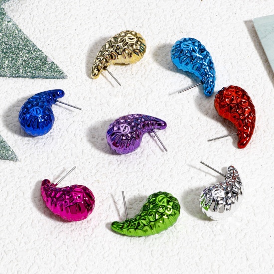 Bild von 10 Stück Acryl Weihnachten Ohrring Ohrstecker Zufällig Gemischte Farben Tropfen 26mm x 13mm, Drahtstärke: (21 gauge)