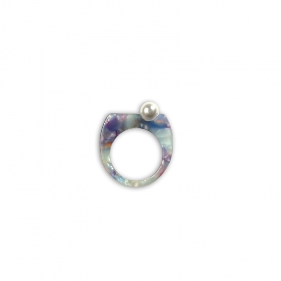 Bild von 1 Stück Essigsäure Harz Acetat Acryl Acetimar Marmor Y2K Uneinstellbar Ring Bunt Imitat Perle 17mm (US Größe 6.5)
