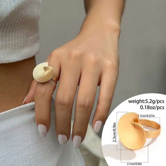 Picture of 1 Piece Geometric Open Adjustable Rings Matt Gold Round Spiral 17mm(US Size 6.5)