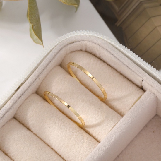 Picture of 5 Sets ( 2 PCs/Set) Simple Unadjustable Rings Gold Plated 16mm(US size 5.25)