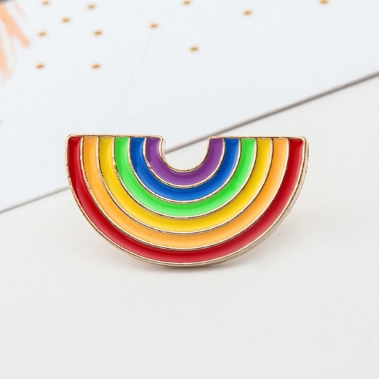 Immagine di 1 Pz Carino Spilla Arcobaleno Multicolore Smalto 1.5cm