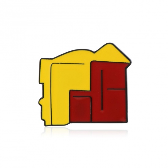 Изображение 1 ШТ Милый Основы для Брошей Дом Красный & Желтый С Эмалью 2.5см