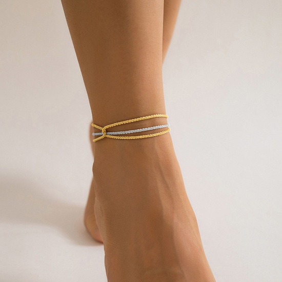 Picture of 1 Piece Brass Ins Style Multilayer Layered Anklet Multicolor 20cm(7 7/8") long