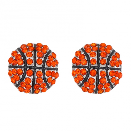 Изображение 1 Пара спорт спорт Баскетбол Оранжево-красный Искусственный Циркон 1.4см