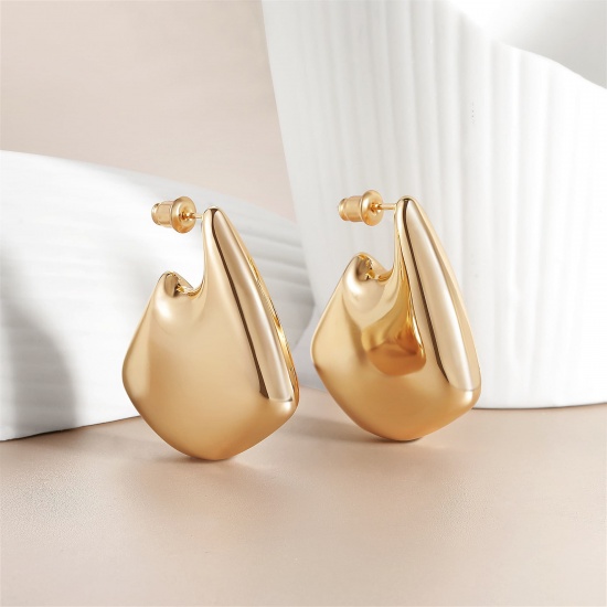Bild von Großhandel Exquisit Stilvoll Ohrring Ohrstecker, 18K Vergoldet Messing, Frauen Geschenk Schmuckbedarf, 35mm x 30mm, 1 Paar
