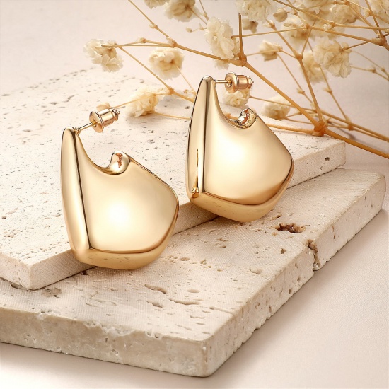 Bild von Großhandel Exquisit Stilvoll Ohrring Ohrstecker, 18K Vergoldet Messing, Frauen Geschenk Schmuckbedarf, 35mm x 30mm, 1 Paar