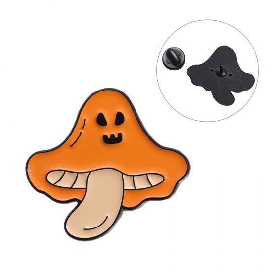 Immagine di 1 Pz Carino Spilla Fungo Halloween Fantasma Smalto 3cm x 2.8cm