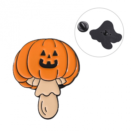 Immagine di 1 Pz Carino Spilla Fungo Halloween Zucca Uomo Smalto 3cm x 2.5cm