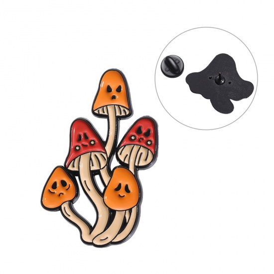 Immagine di 1 Pz Carino Spilla Fungo Halloween Fantasma Smalto 3cm x 2cm