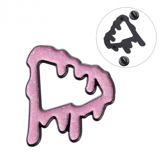 Picture of 1 Piece Retro Pin Brooches Geometric Pink 4.1cm x 3.6cm