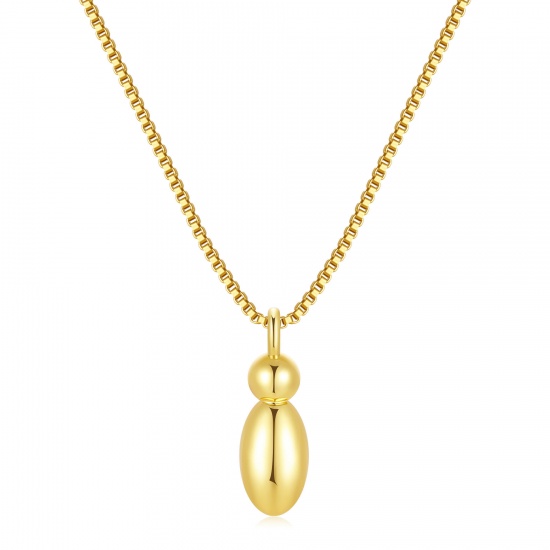 Immagine di Lettera Maiuscola Messaggio " I " Collana con Ciondolo All'Ingrosso, 18K Vero Oro Placcato Ottone Catena a Casella, Donne PVD Ecologica Impermeabile Anti-Ossidante Ipoallergenico Squisito Elegante Regalo Gioielli Per Rivenditore, 40cm + 5cm Lunghezza, 1 Pz