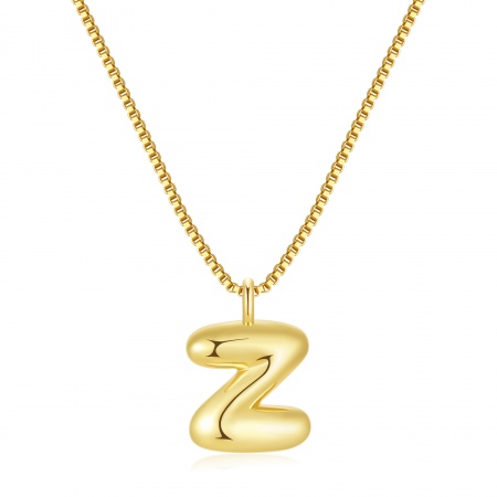 Bild von Großhandel Großbuchstaben Nachricht " Z " Anhänger Halskette, 18K Echtgold plattiert Messing Venezianerkette, Frauen Umweltfreundliche PVD Wasserdicht Anlaufgeschützt Hypoallergen Exquisit Stilvoll Geschenk Schmuck für Einzelhändler, 40cm + 5cm lang, 1 Strang