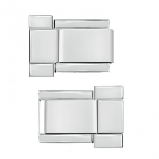 Image de 1 Kit ( 2 Pcs/Kit) Accessoires de Connexion pour Montre-bracelet à Pendentif Italien Exquis en 304 Acier Inoxydable Argent Mat Rectangle 10mm