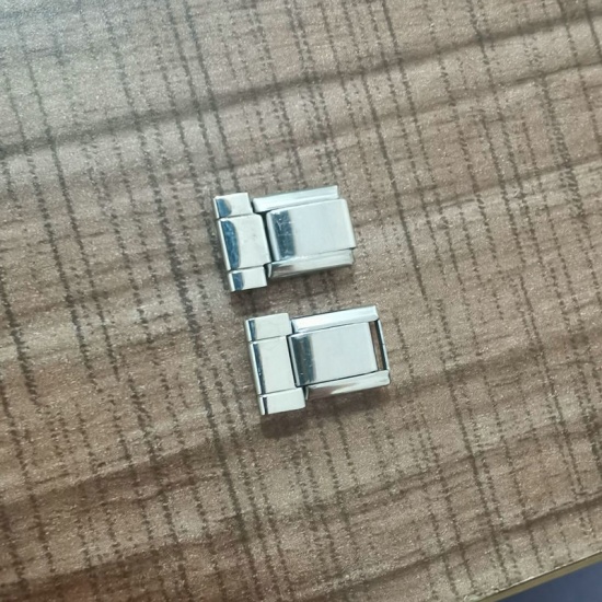 Image de 1 Kit ( 2 Pcs/Kit) Accessoires de Connexion pour Montre-bracelet à Pendentif Italien Exquis en 304 Acier Inoxydable Argent Mat Rectangle 10mm