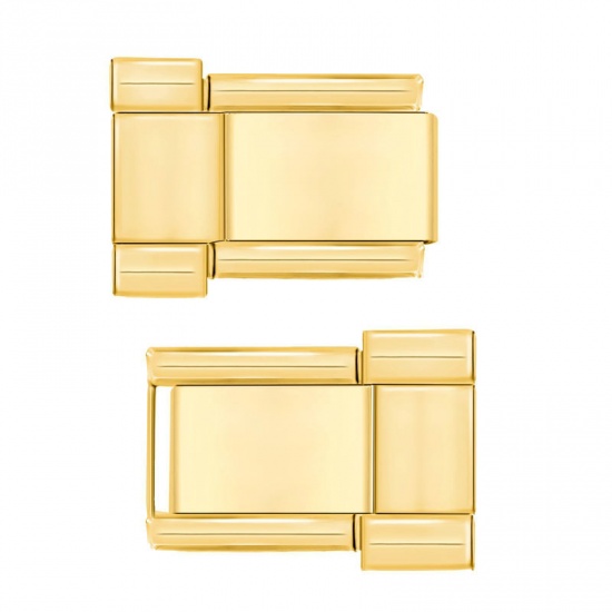 Image de 1 Kit ( 2 Pcs/Kit) Accessoires de Connexion pour Montre-bracelet à Pendentif Italien Exquis en 304 Acier Inoxydable Doré Rectangle 10mm
