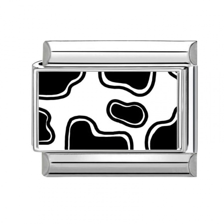 Picture of 1 Piece 304 Stainless Steel Exquisite Italian Charm Links For DIY Bracelet Jewelry Making Silver Tone Black Rectangle 10mm x 9mm