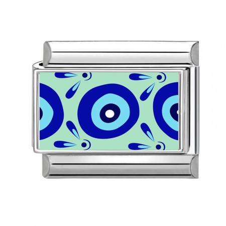 Picture of 1 Piece 304 Stainless Steel Italian Charm Links For DIY Bracelet Jewelry Making Silver Tone Blue Rectangle 10mm x 9mm