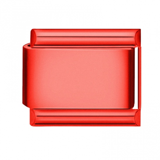 Picture of 1 Piece 304 Stainless Steel Italian Charm Links For DIY Bracelet Jewelry Making Red Rectangle 10mm x 9mm
