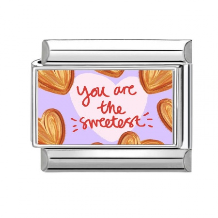Picture of 1 Piece 304 Stainless Steel Valentine's Day Italian Charm Links For DIY Bracelet Jewelry Making Wholesale Silver Tone Multicolor Rectangle Heart 10mm x 9mm
