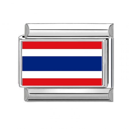 Picture of 1 Piece 304 Stainless Steel Italian Charm Links For DIY Bracelet Jewelry Making Wholesale Silver Tone Rectangle Thailand Flag 10mm x 9mm