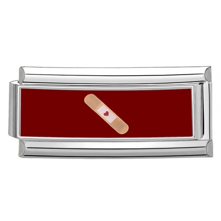 Picture of 1 Piece 304 Stainless Steel Italian Charm Links For DIY Bracelet Jewelry Making Wholesale Silver Tone Red Rectangle Adhesive Bandage 20mm x 9mm
