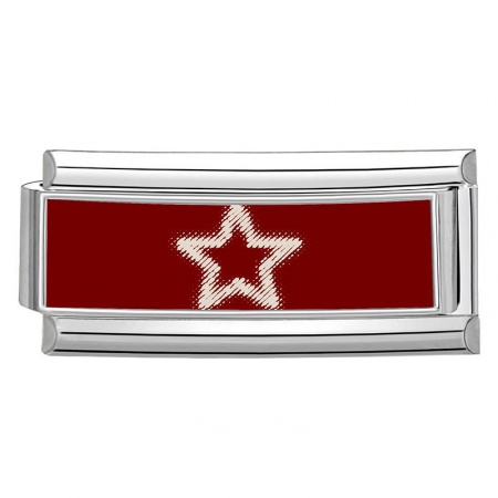 Picture of 1 Piece 304 Stainless Steel Italian Charm Links For DIY Bracelet Jewelry Making Wholesale Silver Tone Red Rectangle Pentagram Star 20mm x 9mm