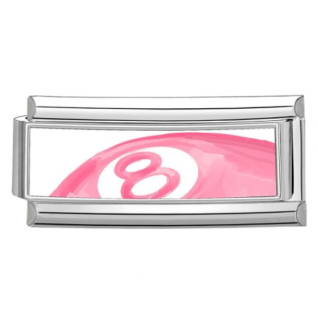 Picture of 1 Piece 304 Stainless Steel Italian Charm Links For DIY Bracelet Jewelry Making Wholesale Silver Tone Pink Rectangle Infinity Symbol 20mm x 9mm