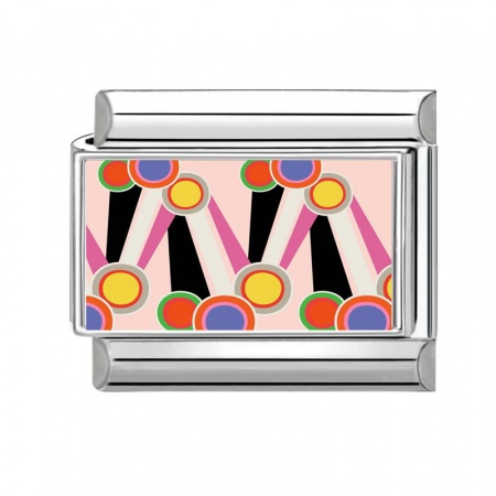 Picture of 1 Piece 304 Stainless Steel Italian Charm Links For DIY Bracelet Jewelry Making Wholesale Silver Tone Multicolor Rectangle 10mm x 9mm