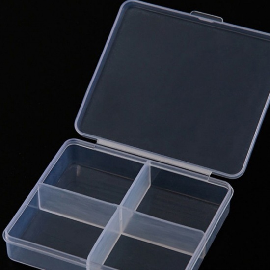 Bild von 1 Stück ABS Plastik Schmuck-Aufbewahrungsbox Großhandel Schwarz Rechteck 7.3cm x 6.3cm