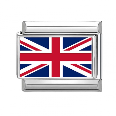 Picture of 1 Piece 304 Stainless Steel Italian Charm Links For DIY Bracelet Jewelry Making Wholesale Silver Tone Red Rectangle Union Jack Flag 10mm x 9mm