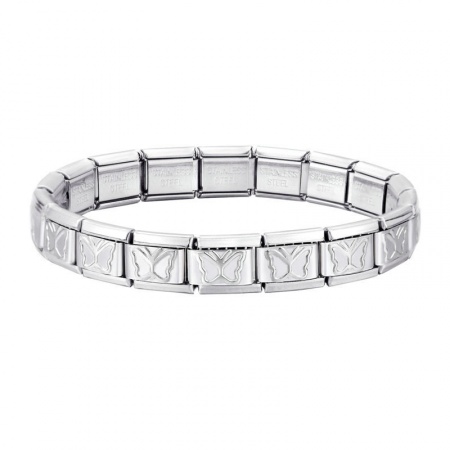 Picture of Wholesale Butterfly Detachable 304 Stainless Steel Italian Charm Links Modular Bracelets, Silver Tone Eco-friendly, Women's Stylish Retro Gift Jewelry Supply, 18cm(7.1") long, 1 Piece