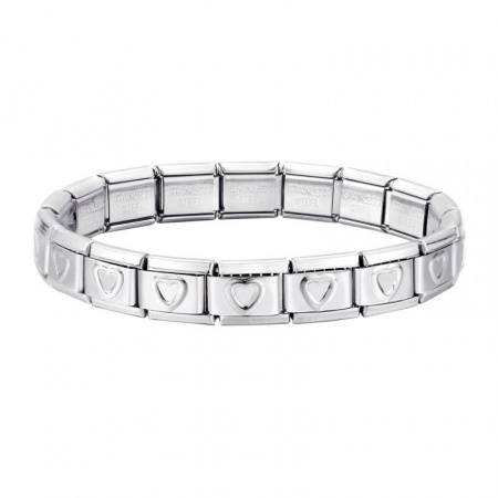 Picture of Wholesale Heart Detachable 304 Stainless Steel Italian Charm Links Modular Bracelets, Silver Tone Eco-friendly, Women's Valentine's Day Retro Gift Jewelry Supply, 18cm(7.1") long, 1 Piece